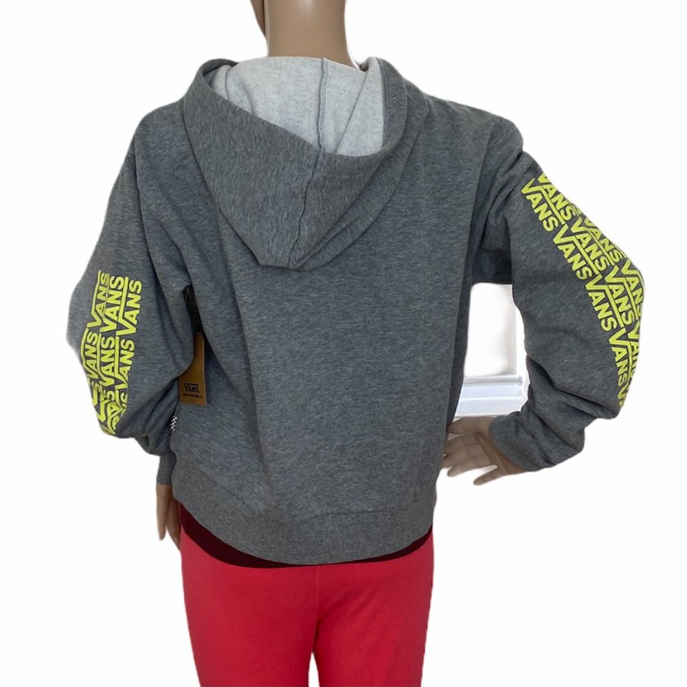 VANS 🔥SALE!🔥 Off The Wall Top Zip Hoodie Women Size XS Grey Yellow VN0A4DRAGRH - Picture 5 of 8